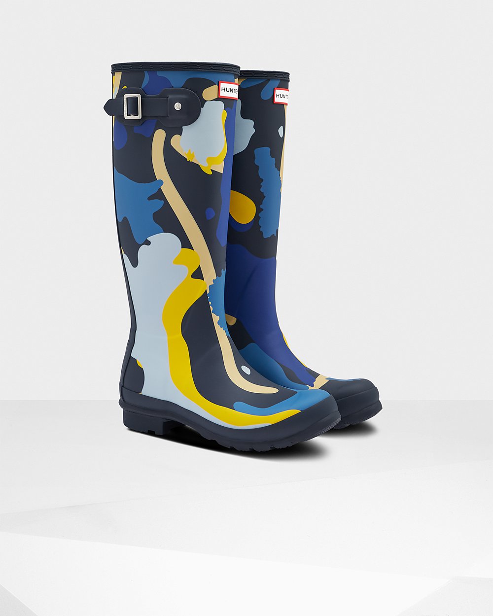 Botas de Lluvia Altas Hunter Mujer - Original Rockpool Camo - Azul Marino Camuflados - HZCNRBP-06